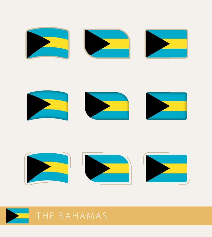 banderas vectoriales de las bahamas, colección de banderas de las bahamas. vector