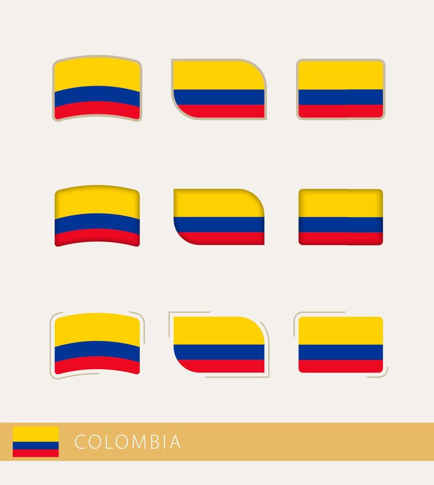 banderas vectoriales de colombia, colección de banderas de colombia. vector