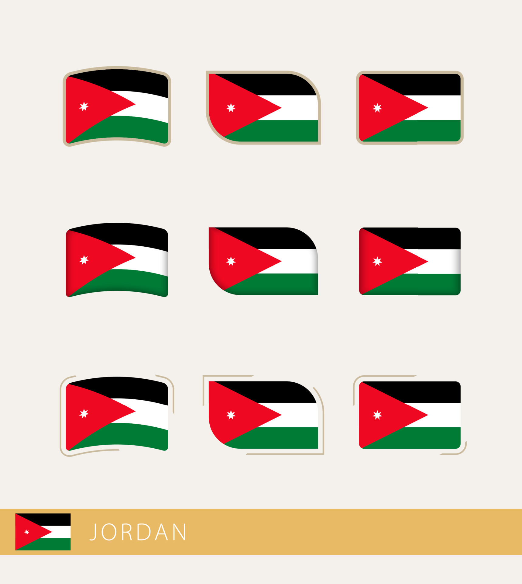 Vector flags of Jordan, collection of Jordan flags. 11690864 Vector Art
