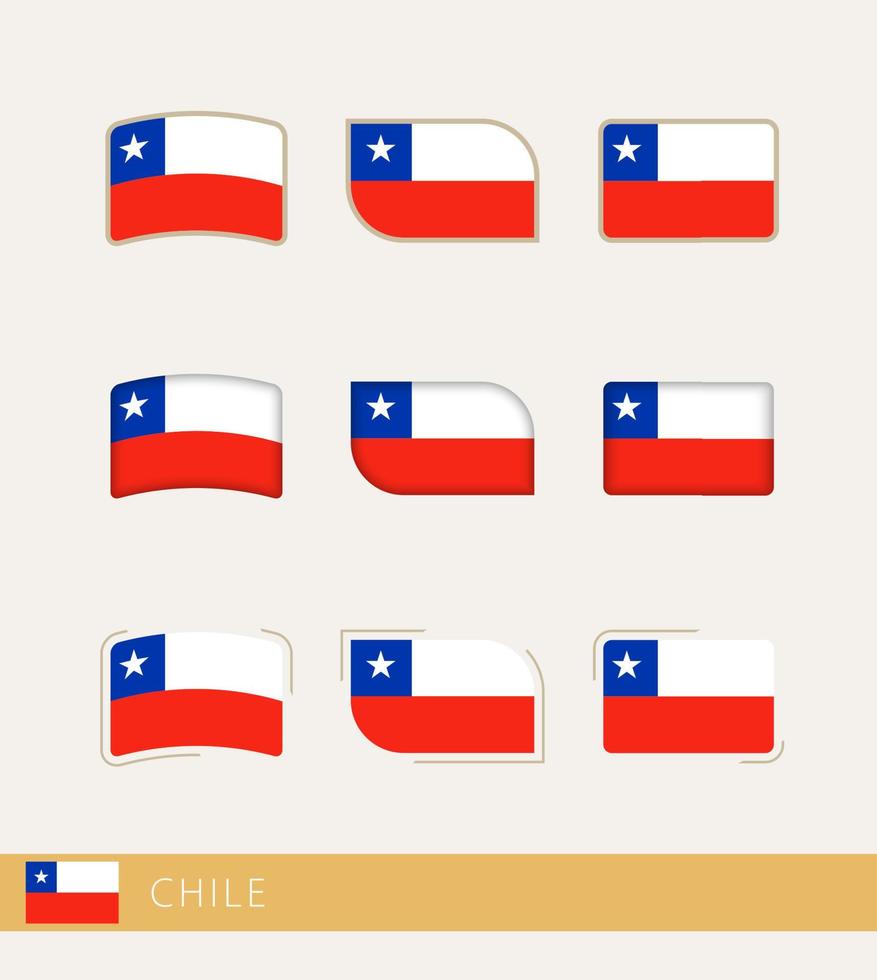 Vector flags of Chile, collection of Chile flags.