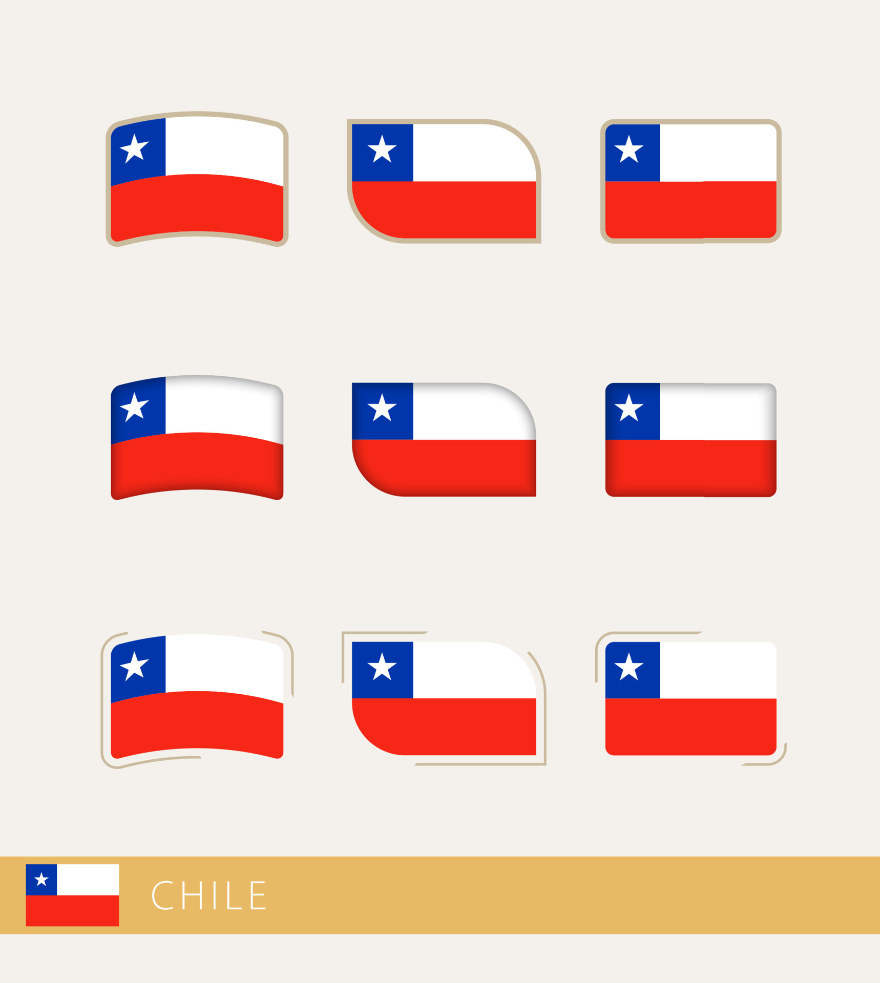 Vector flags of Chile, collection of Chile flags. 11690868 Vector Art