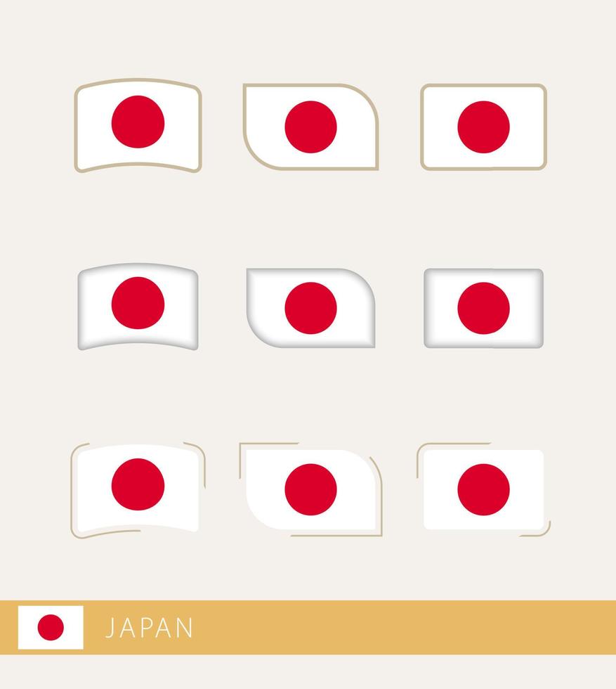 banderas vectoriales de japón, colección de banderas de japón. vector