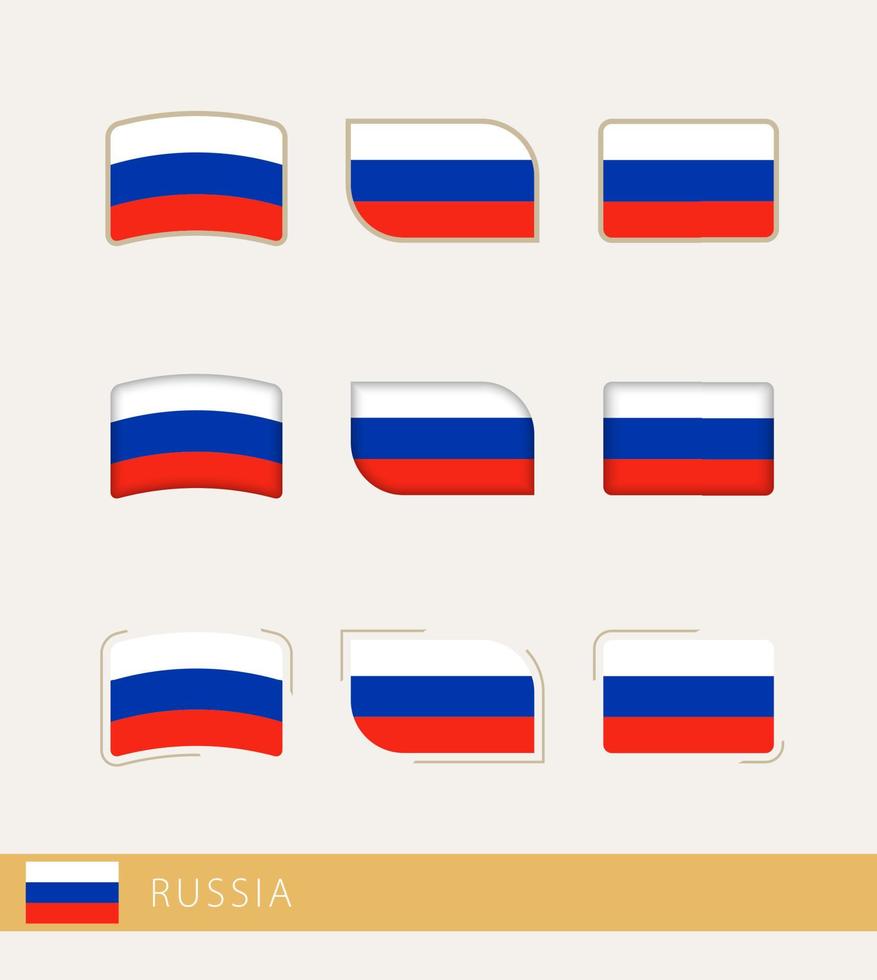 banderas vectoriales de rusia, colección de banderas de rusia. vector