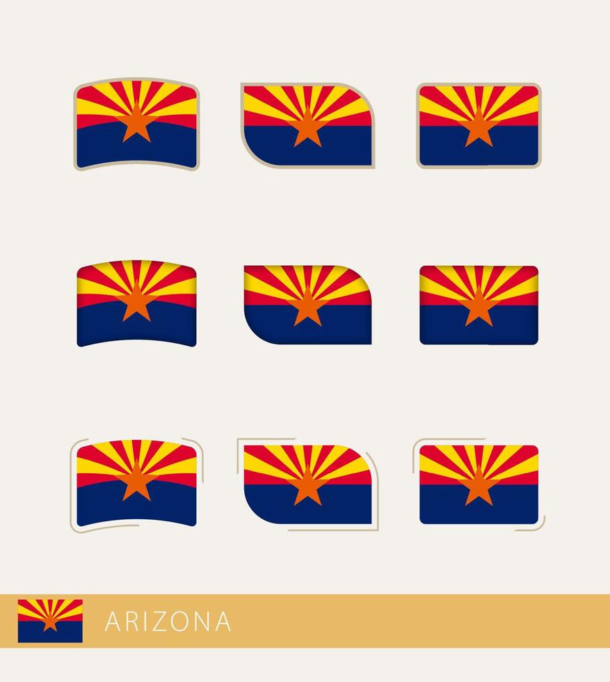 Vector flags of Arizona, collection of Arizona flags.