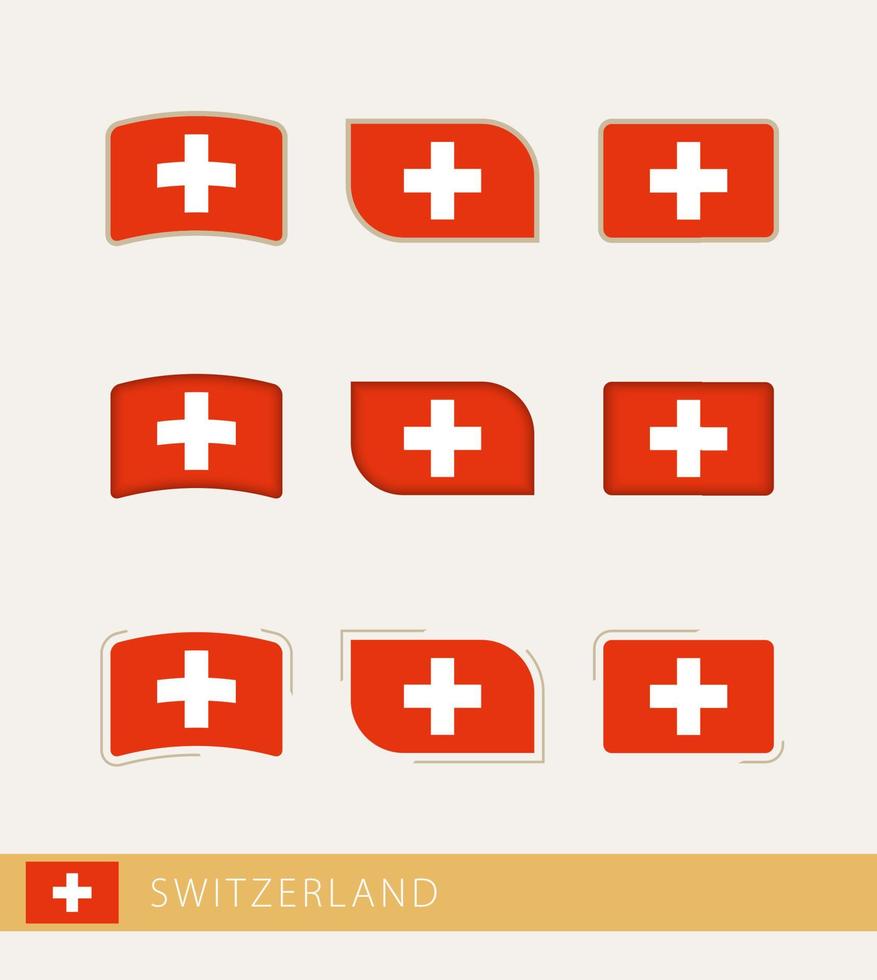 banderas vectoriales de suiza, colección de banderas de suiza. vector