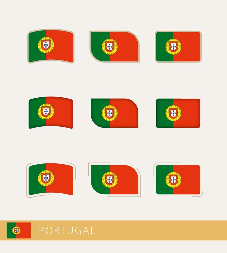banderas vectoriales de portugal, colección de banderas de portugal. vector