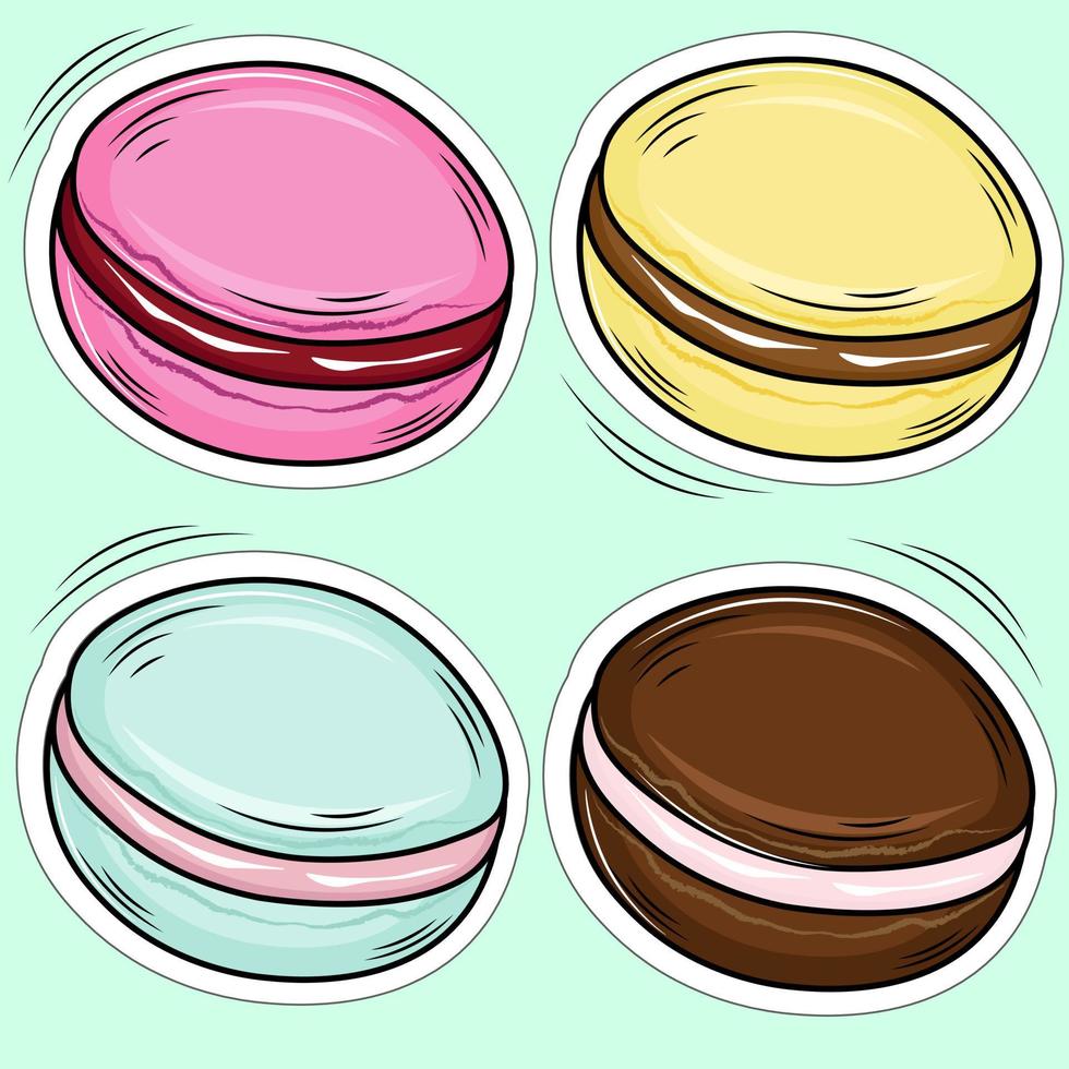 ilustración de un conjunto de macarons vector