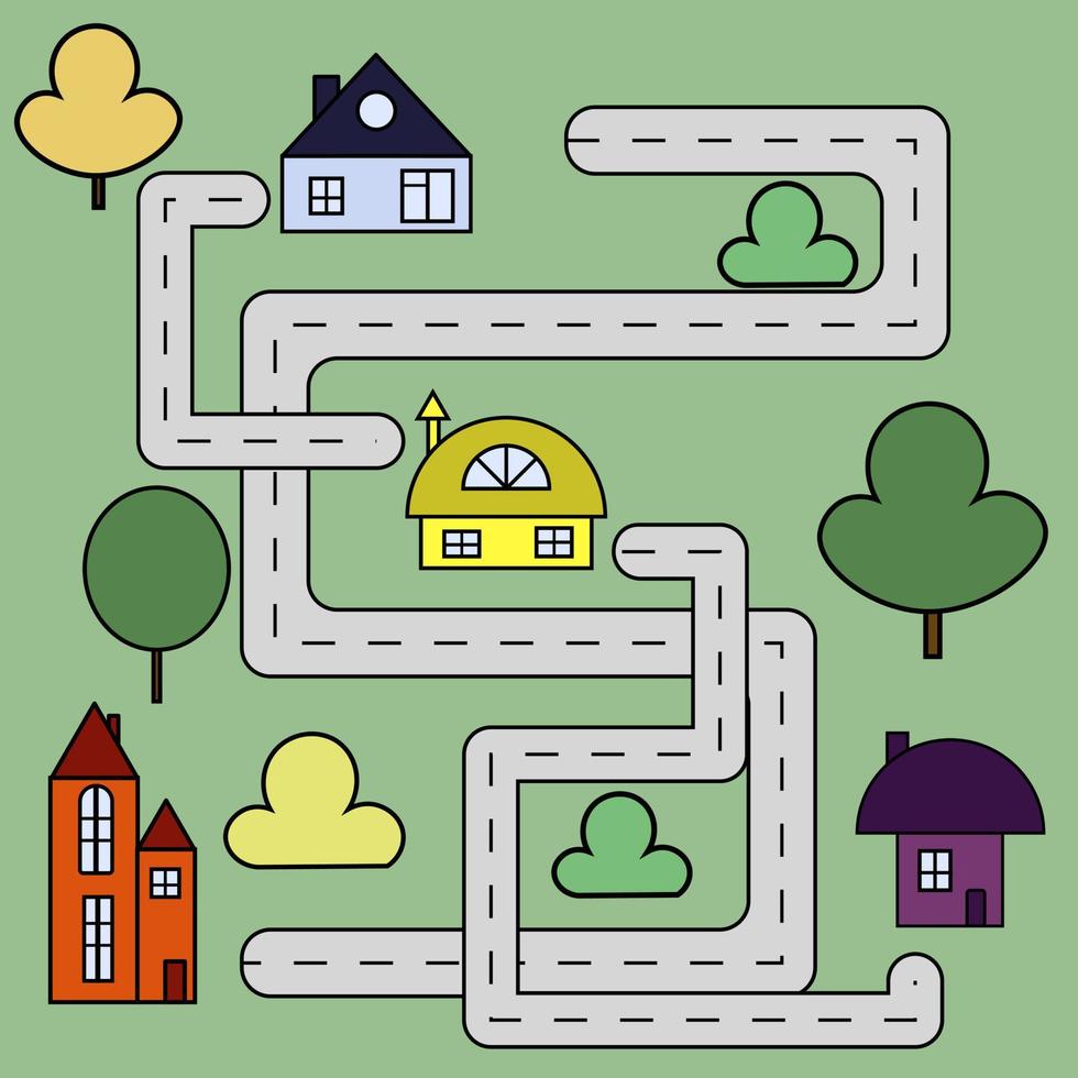 illustration of houses in the city with roads vector