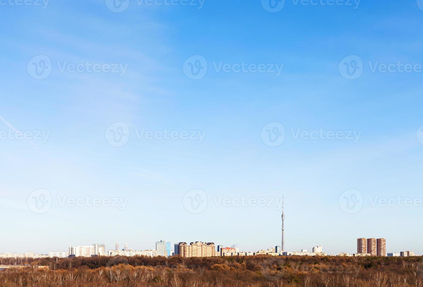 blue sky over city in early spring photo