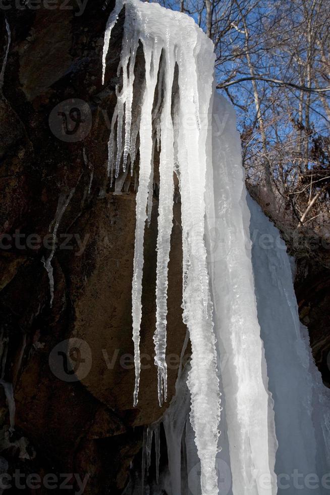 frozen stream on road side in USA in winter photo