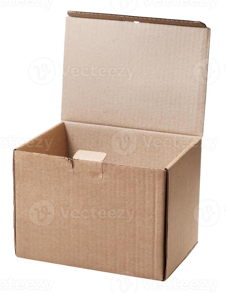 open cardboard box isolated on white photo