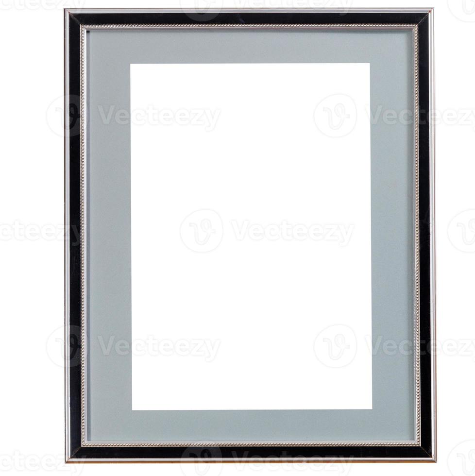 old black narrow picture frame with grey mat photo