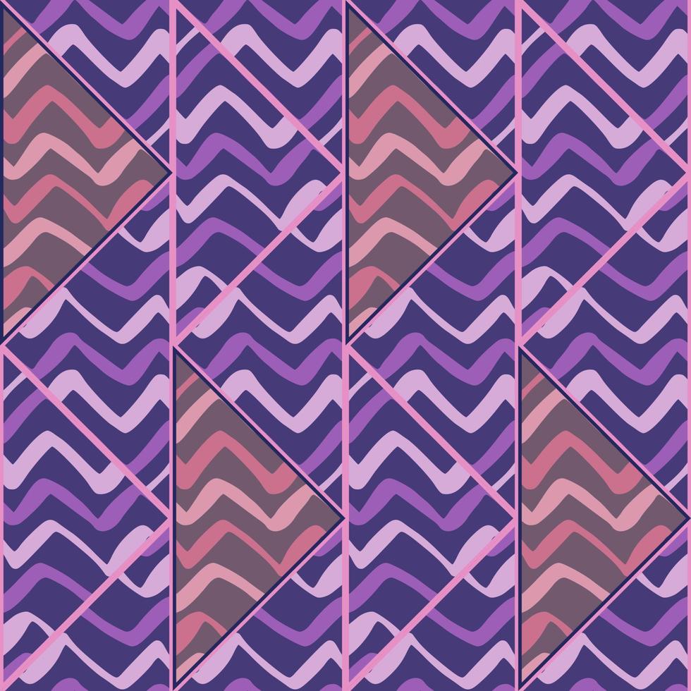 Hand drawn wave mosaic seamless pattern. Decorative zigzag tile endless wallpaper. Creative abstract ornament. vector