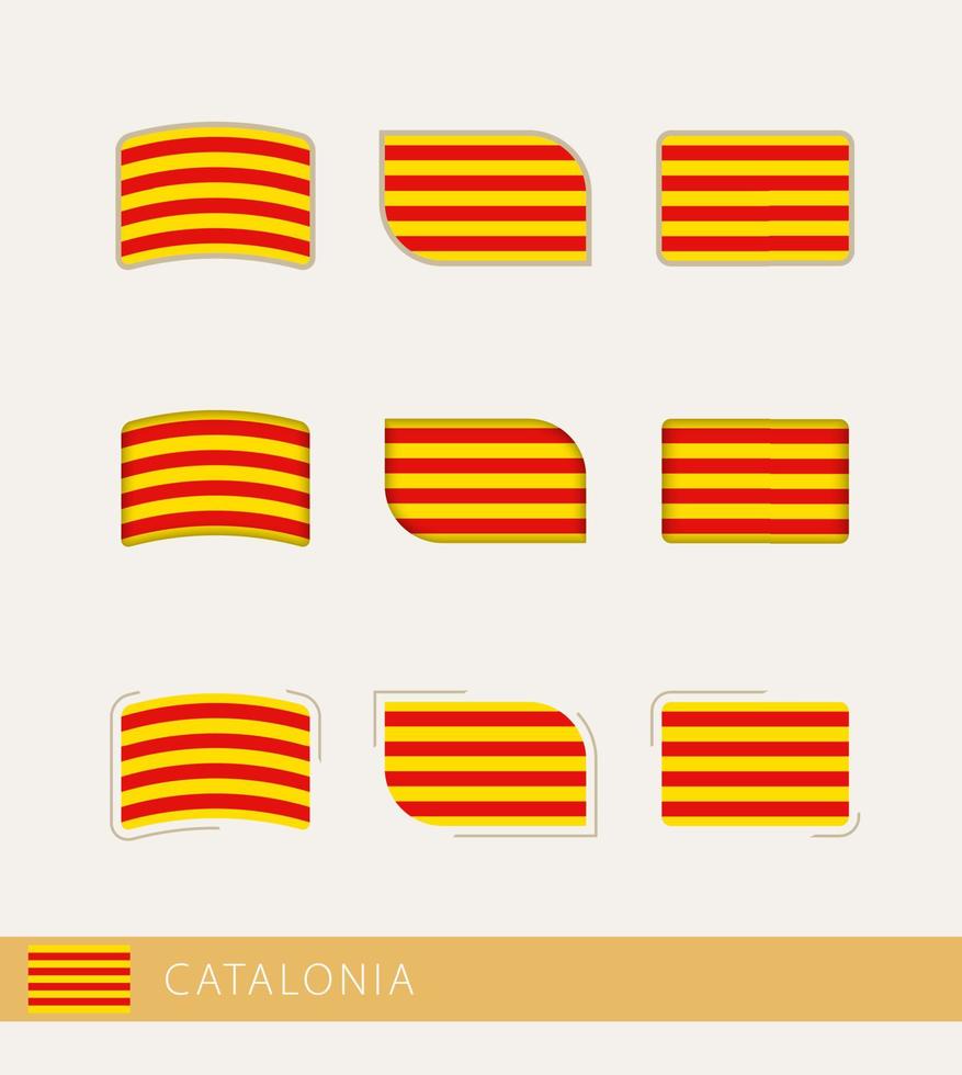 banderas vectoriales de cataluña, colección de banderas de cataluña. vector