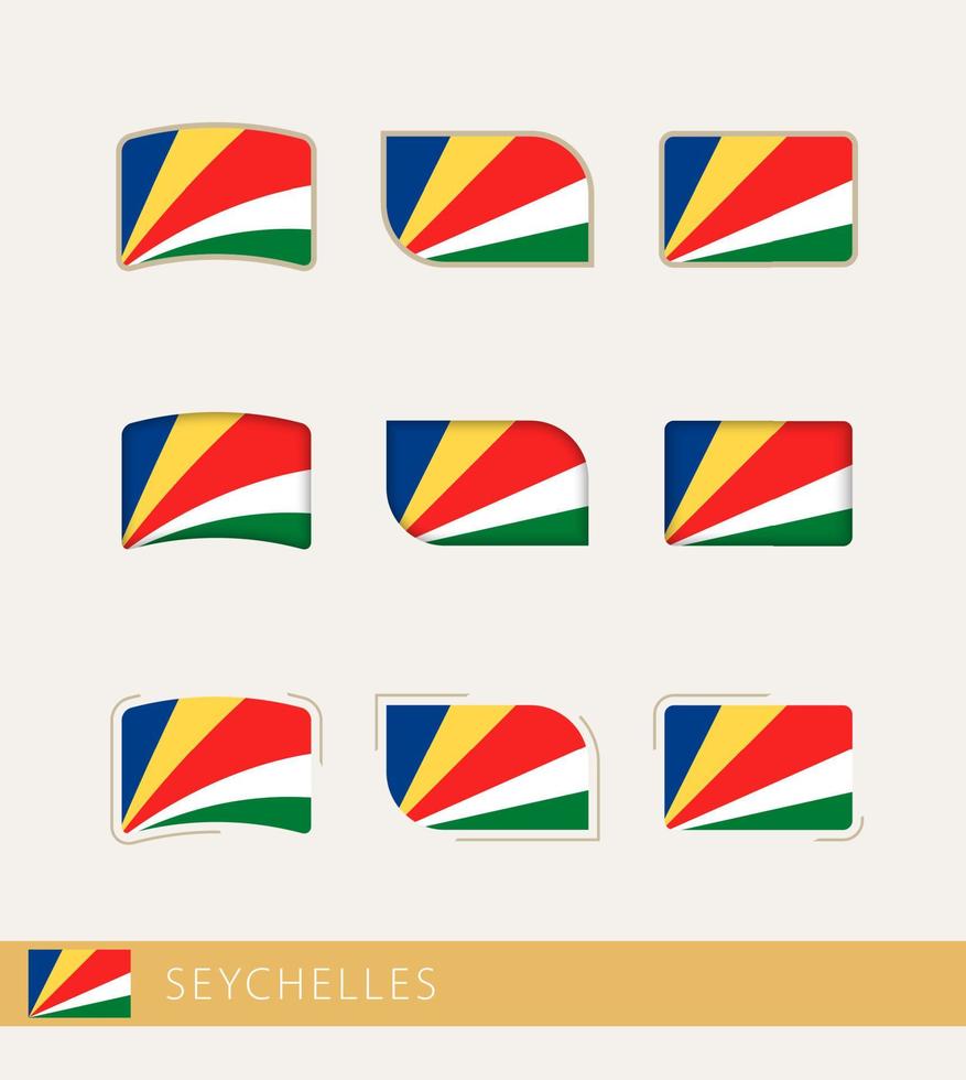 banderas vectoriales de seychelles, colección de banderas de seychelles. vector