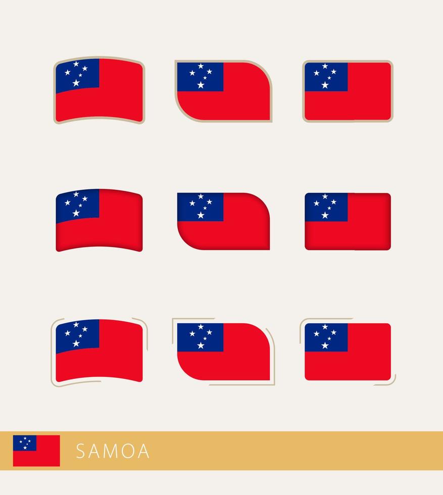 banderas vectoriales de samoa, colección de banderas de samoa. vector