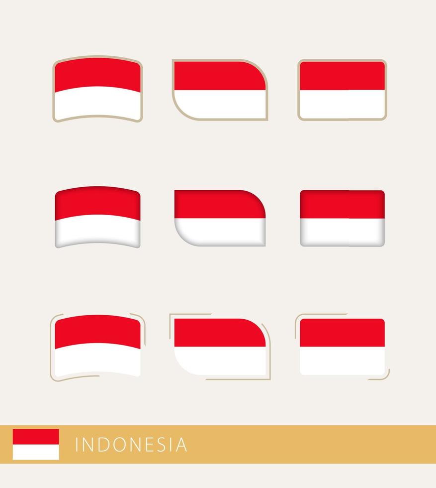 banderas vectoriales de indonesia, colección de banderas de indonesia. vector
