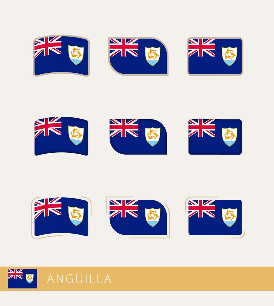 Vector flags of Anguilla, collection of Anguilla flags.