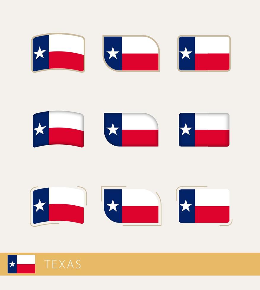 Vector flags of Texas, collection of Texas flags.