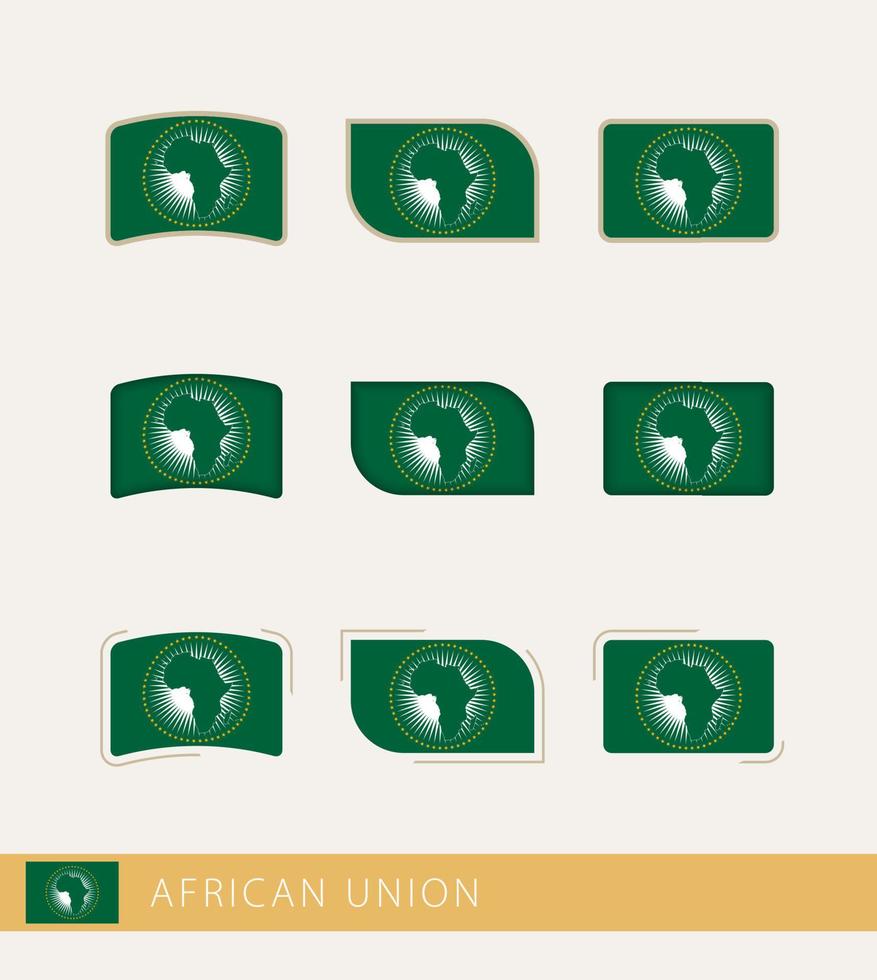 Vector flags of African Union, collection of African Union flags.