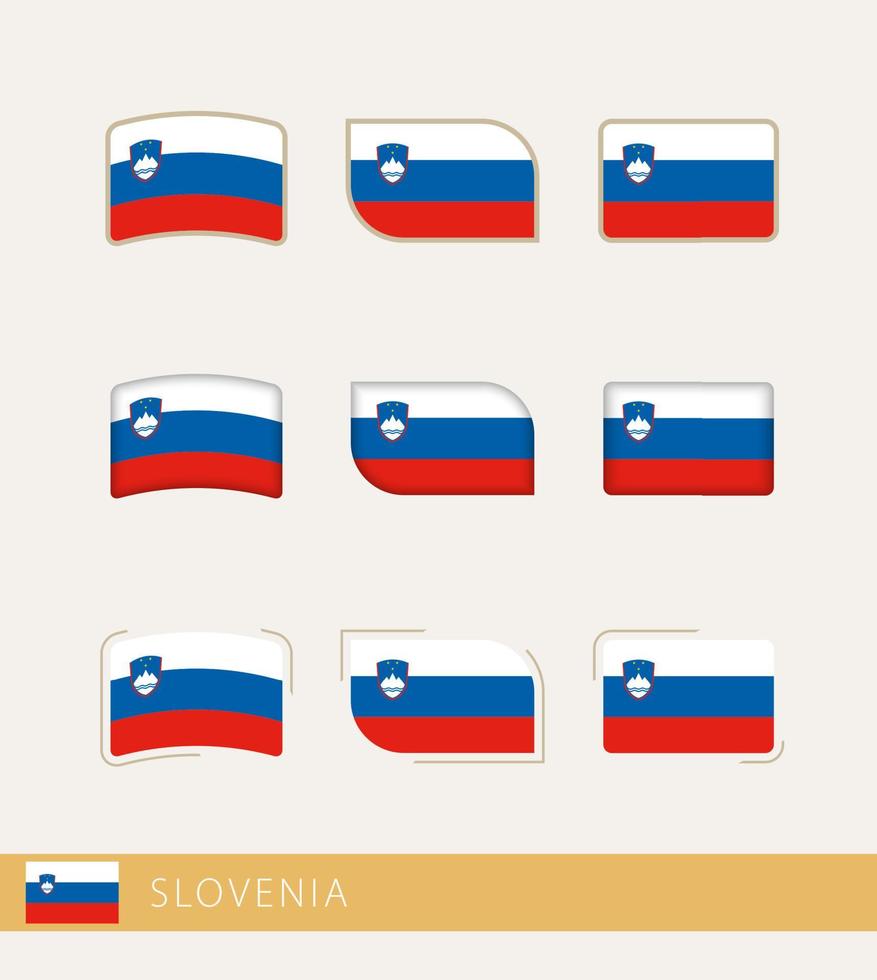 banderas vectoriales de eslovenia, colección de banderas de eslovenia. vector