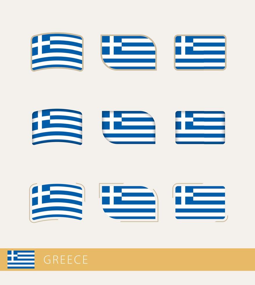 banderas vectoriales de grecia, colección de banderas de grecia. vector