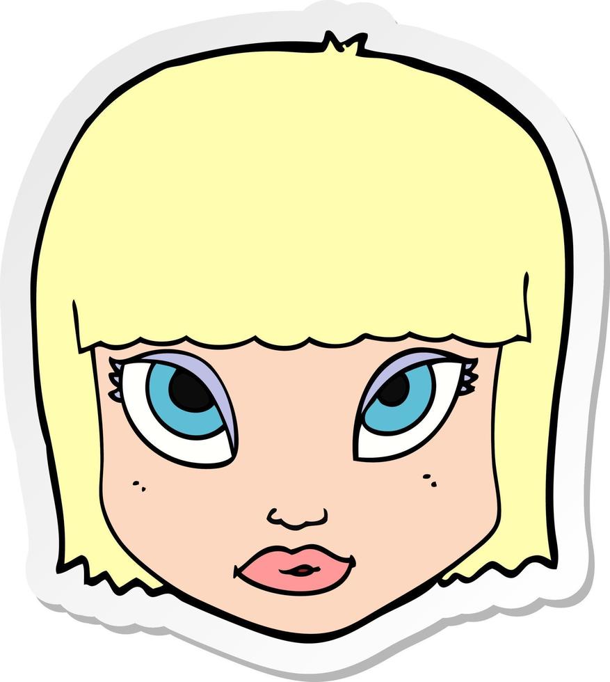 sticker of a cartoon female face vector