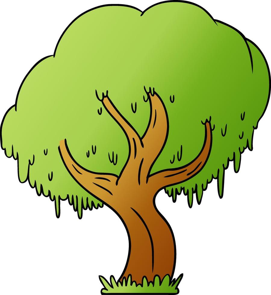 gradient cartoon doodle of a green tree vector