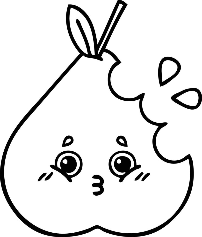 line drawing cartoon pear vector