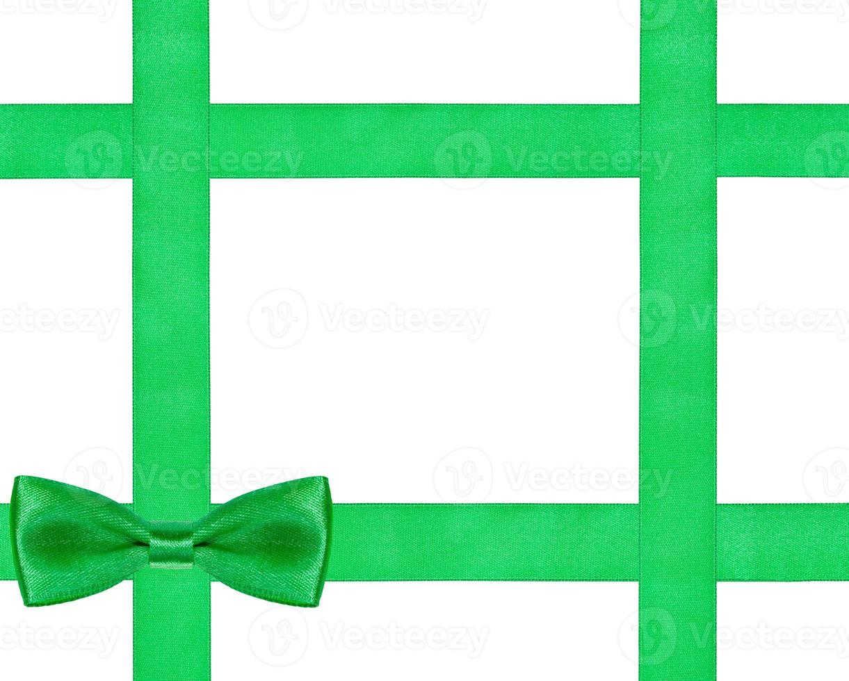 one big green bow knot on four satin ribbons photo