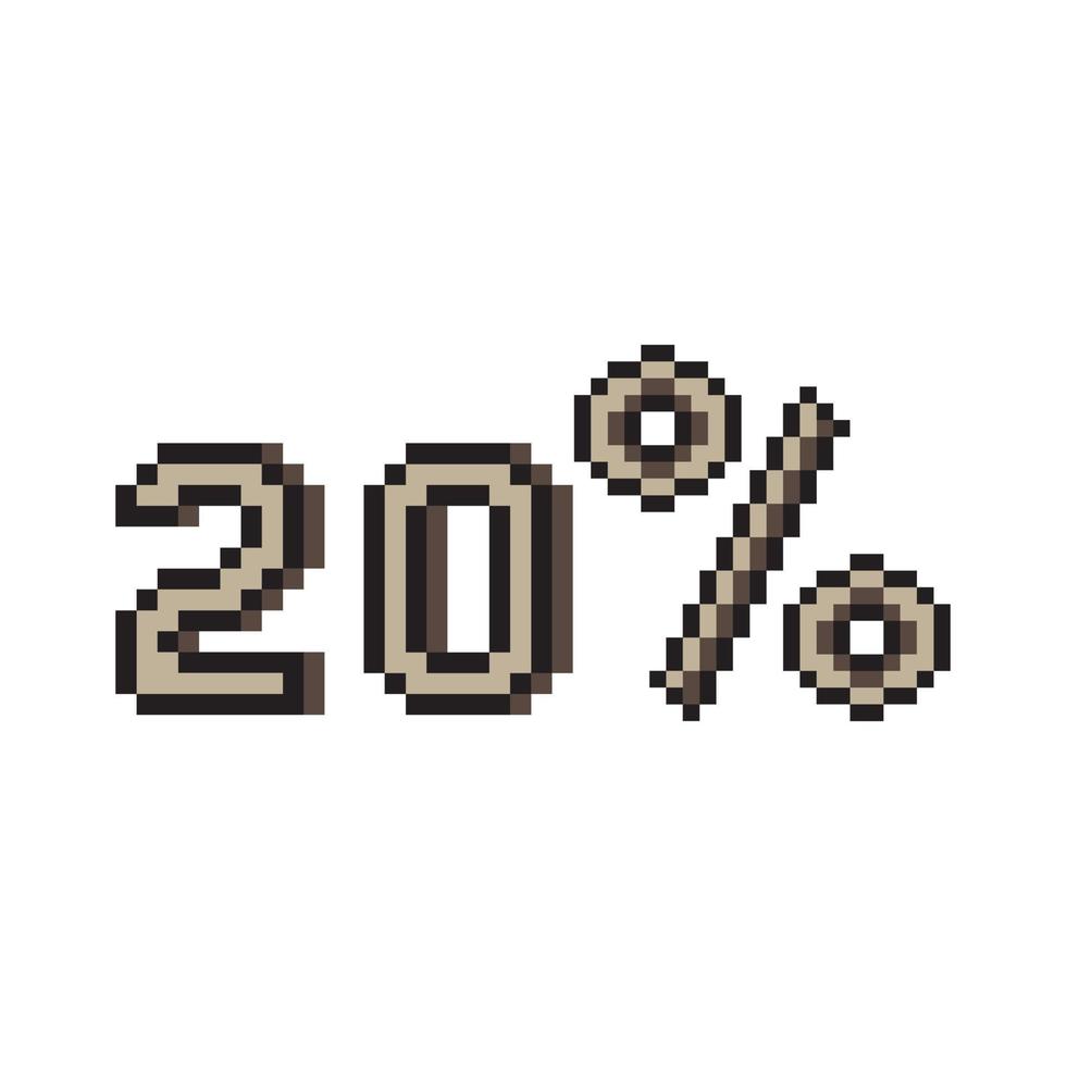 Pixel art design 20 percent on white background. vector