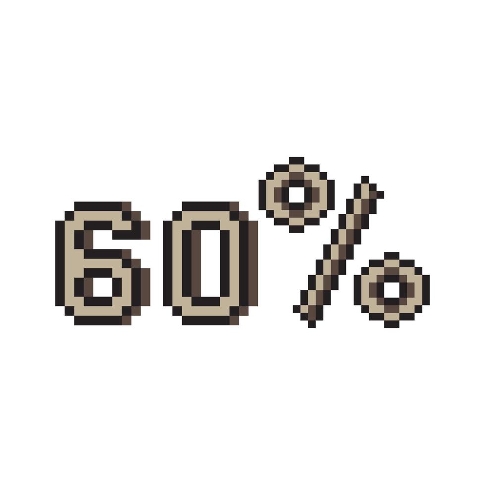 Pixel art design  60 percent on white background. vector