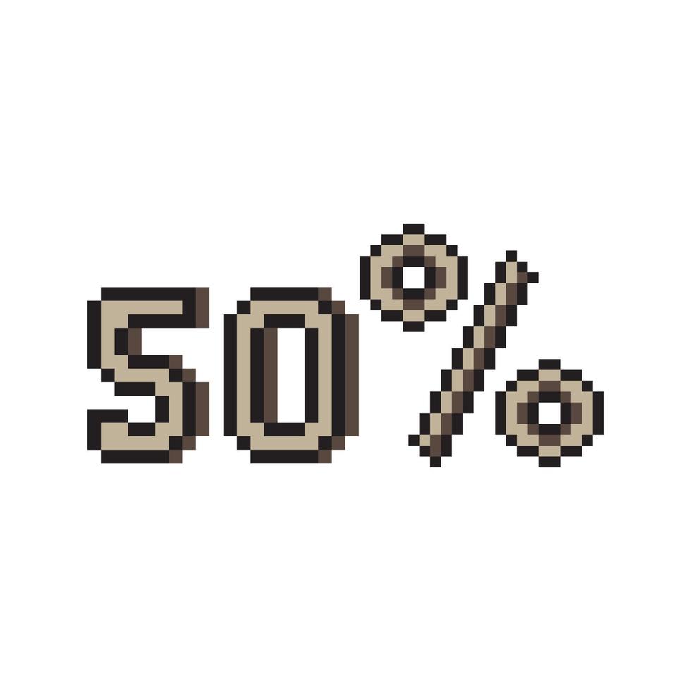 Pixel art design  50 percent on white background. vector