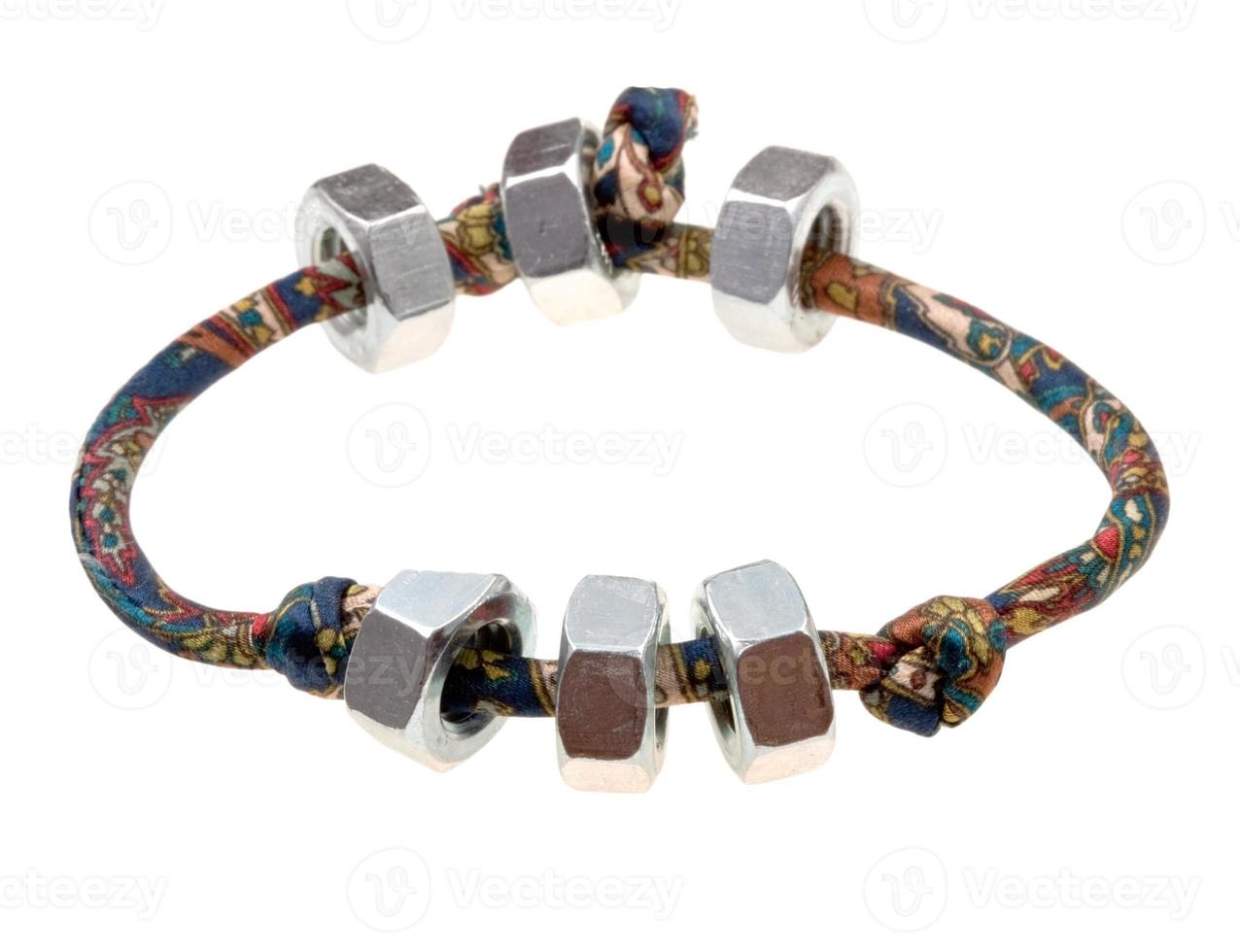 textile lady's bracelet with steel nuts photo