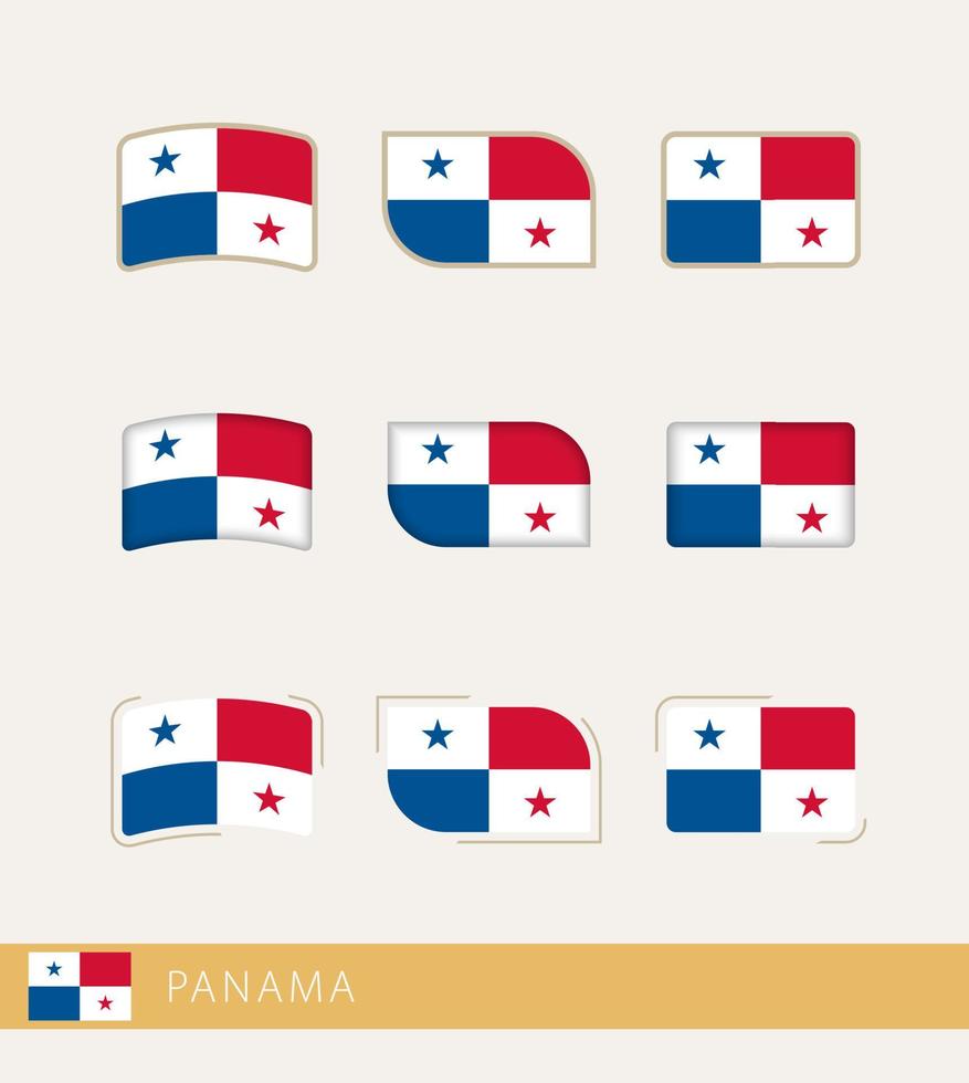 banderas vectoriales de Panamá, colección de banderas de Panamá. vector