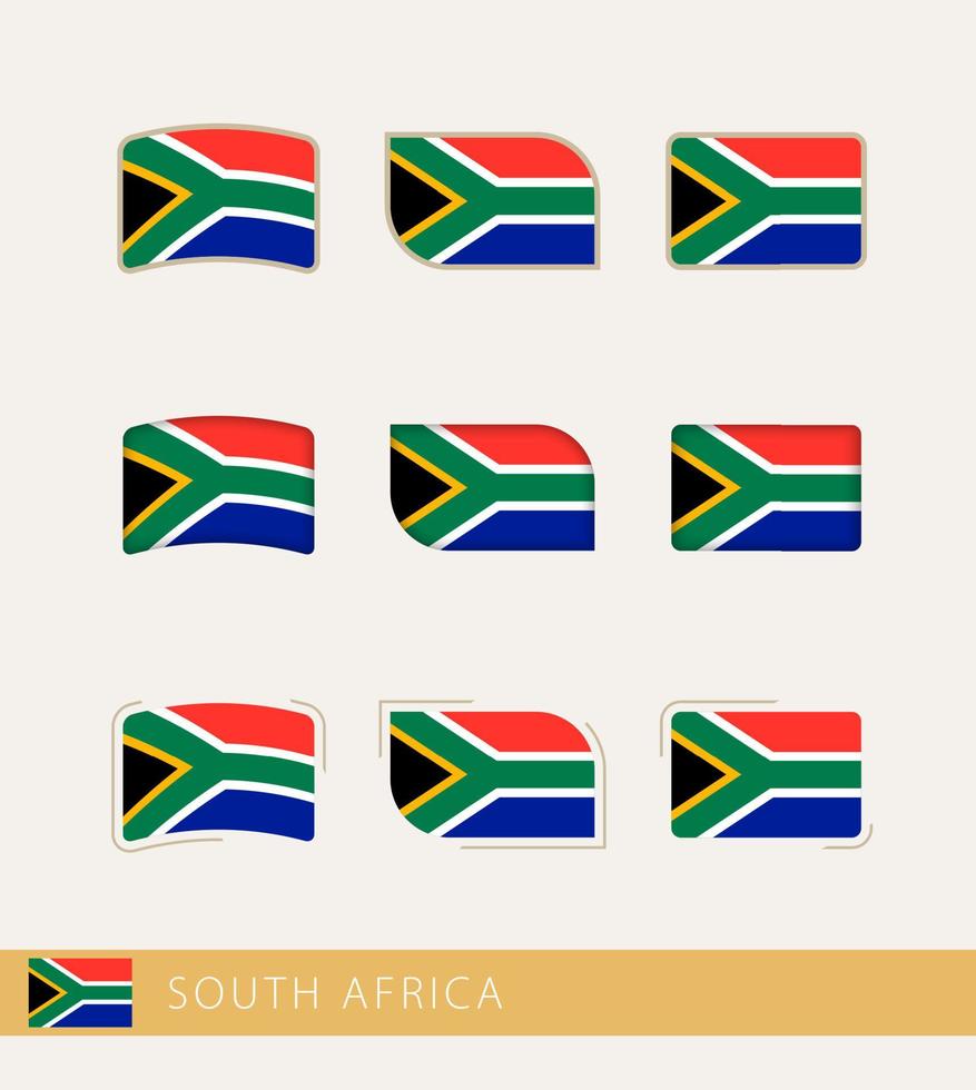 Vector flags of South Africa, collection of South Africa flags.