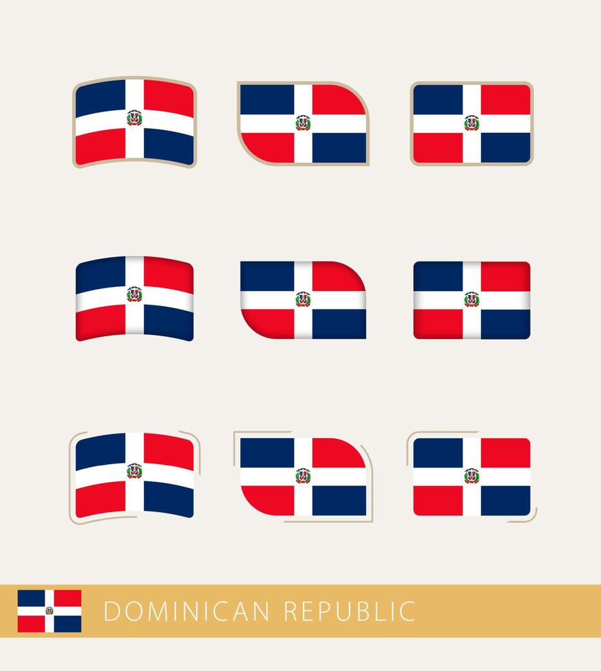 banderas vectoriales de república dominicana, colección de banderas de república dominicana. vector