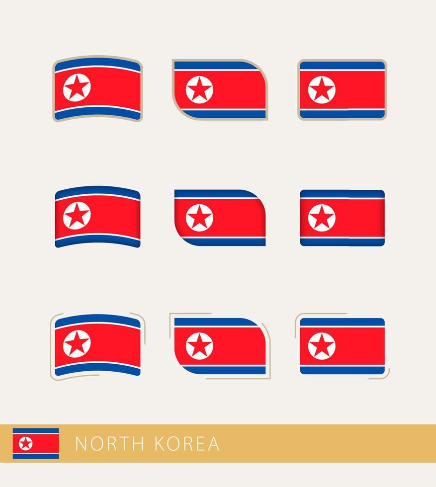 Vector flags of North Korea, collection of North Korea flags.