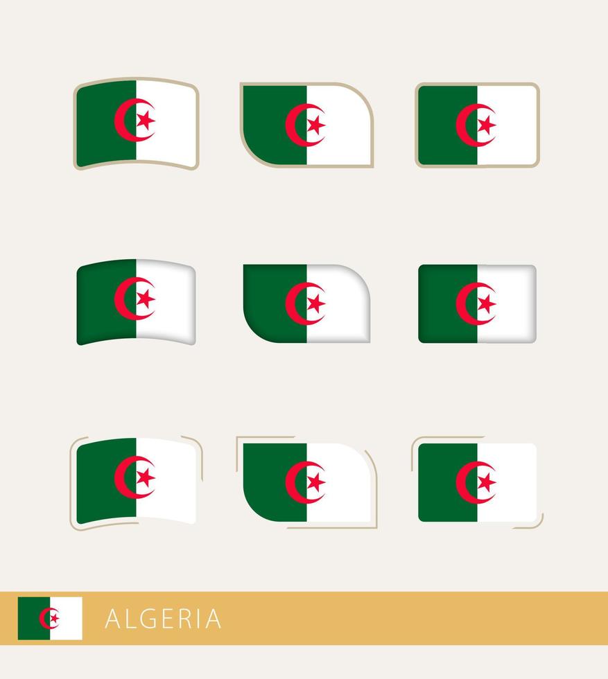 Vector flags of Algeria, collection of Algeria flags.