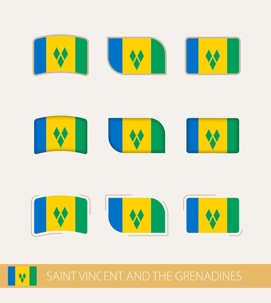 banderas vectoriales de san vicente y las granadinas, colección de banderas de san vicente y las granadinas. vector