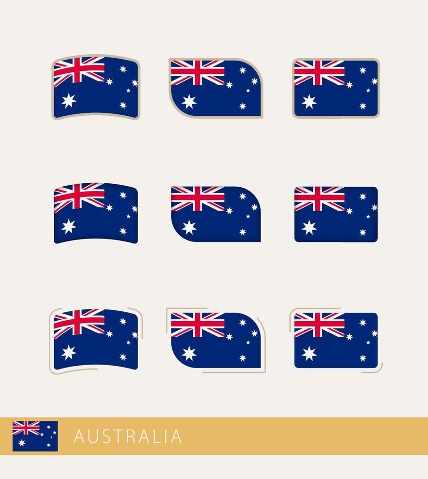 banderas vectoriales de australia, colección de banderas de australia. vector