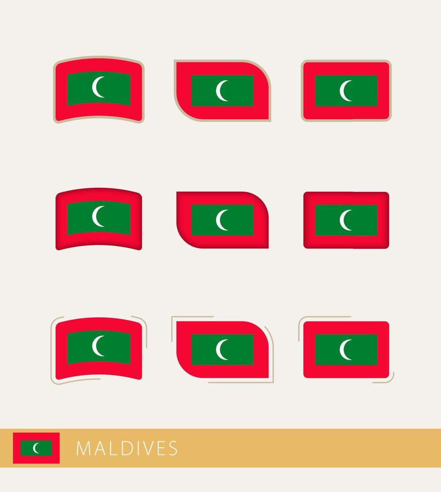 Vector flags of Maldives, collection of Maldives flags.