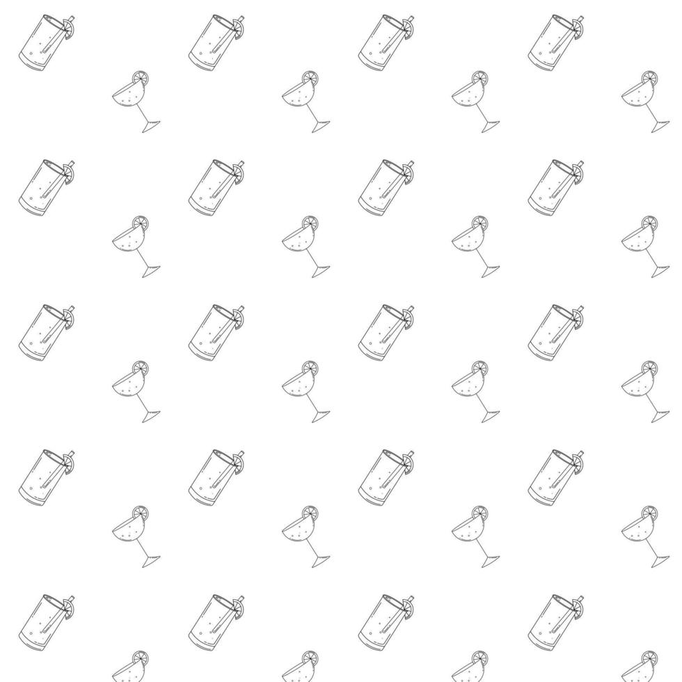 pattern with cocktails on white background vector