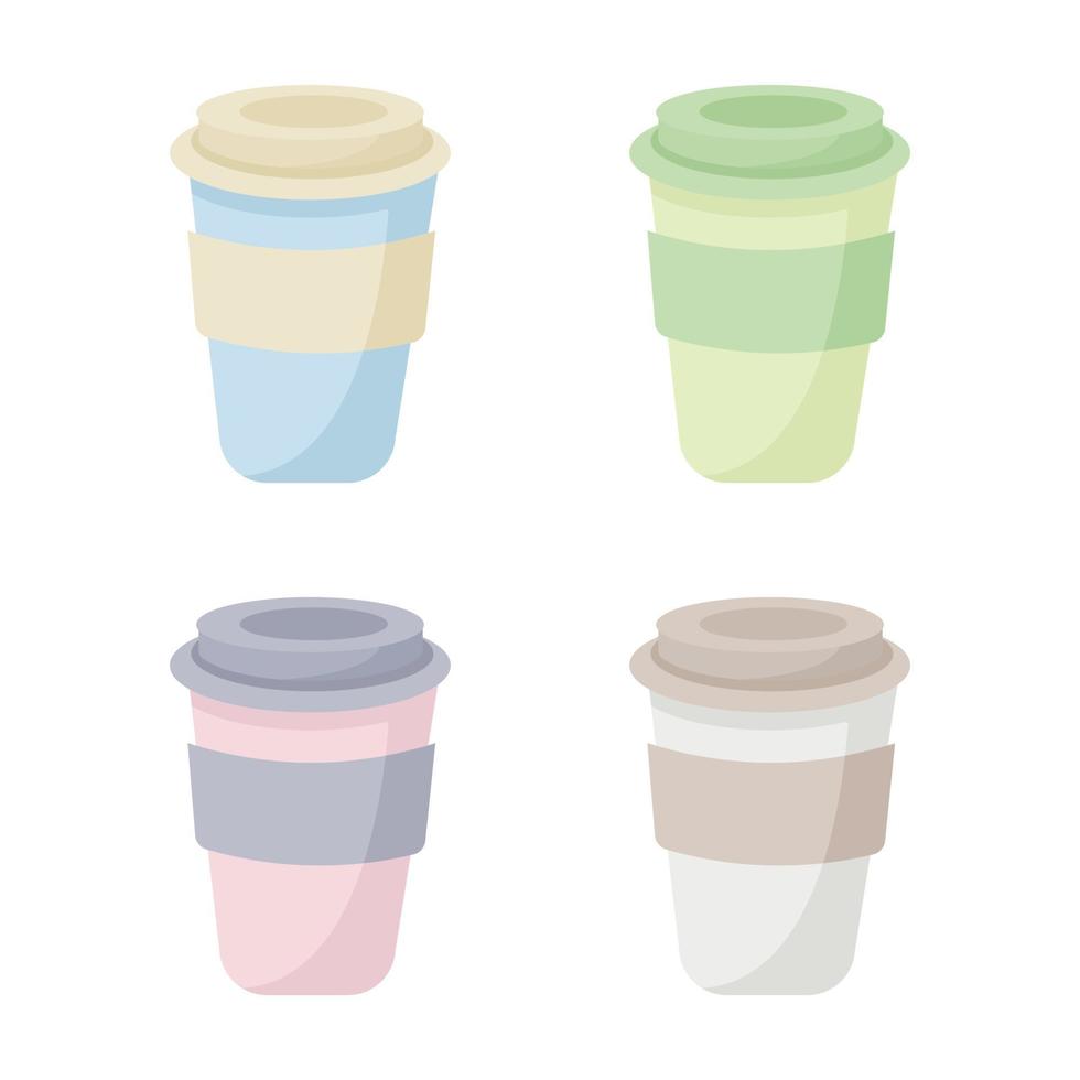 Delicious coffeee paper cup icon set vector