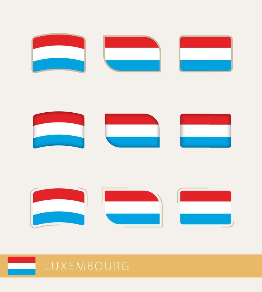 banderas vectoriales de luxemburgo, colección de banderas de luxemburgo. vector