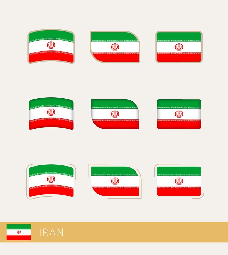 Vector flags of Iran, collection of Iran flags.