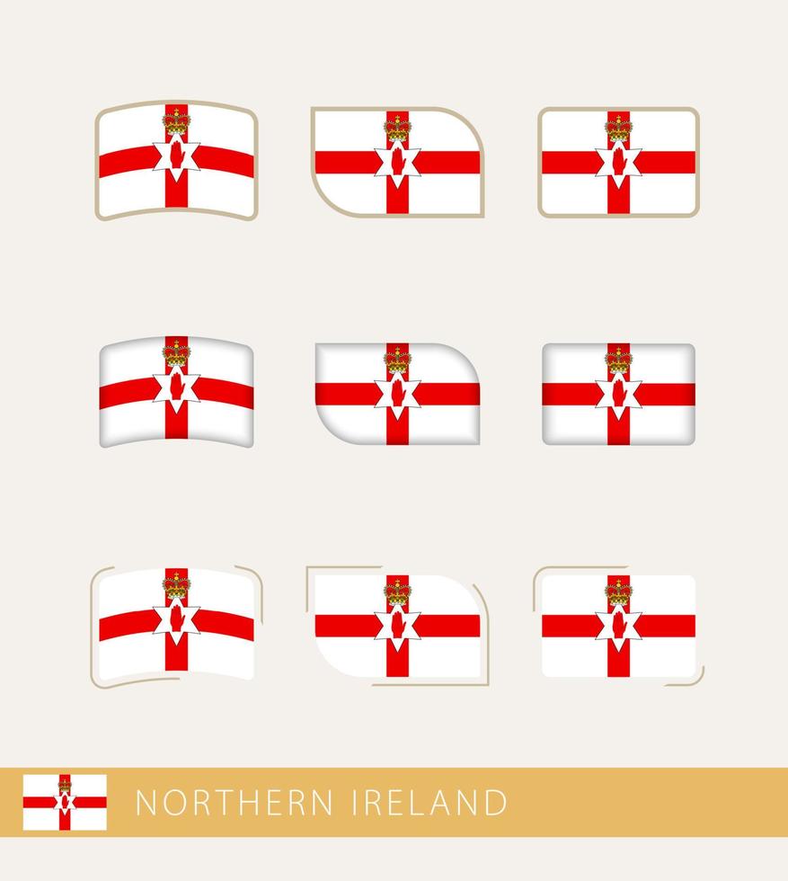 Vector flags of Northern Ireland, collection of Northern Ireland flags.