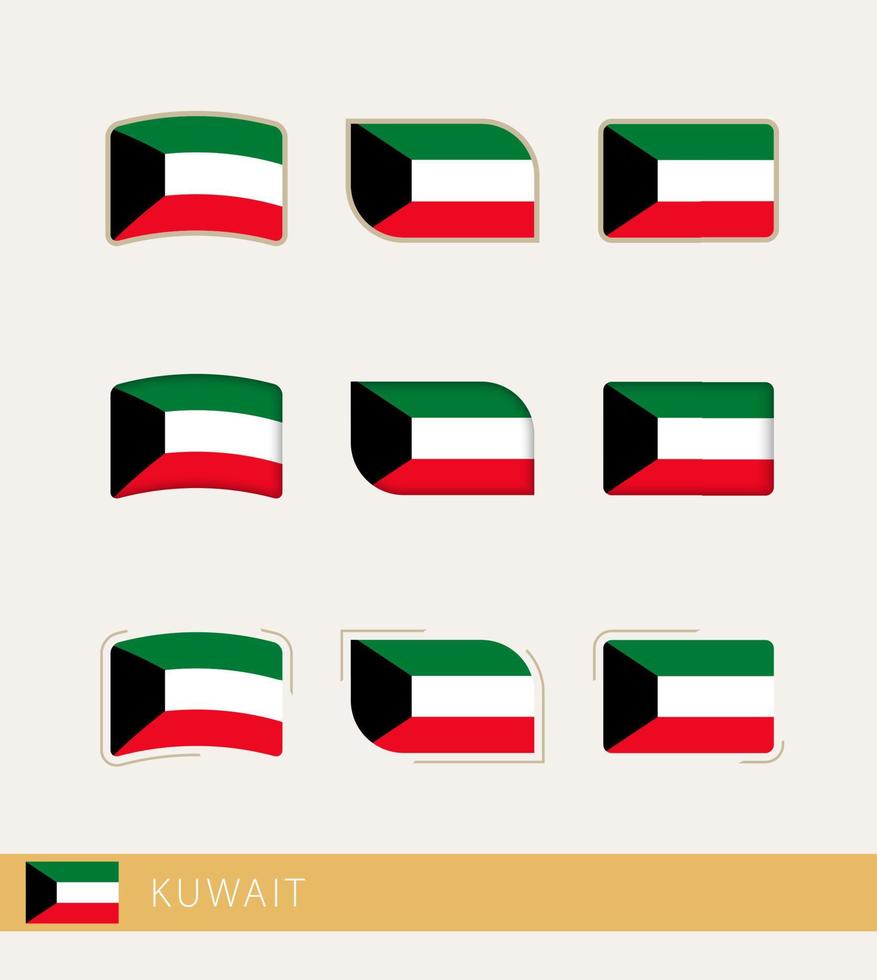 banderas vectoriales de kuwait, colección de banderas de kuwait. vector