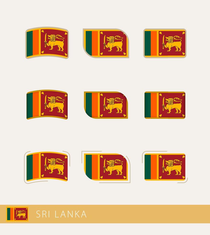 banderas vectoriales de sri lanka, colección de banderas de sri lanka. vector