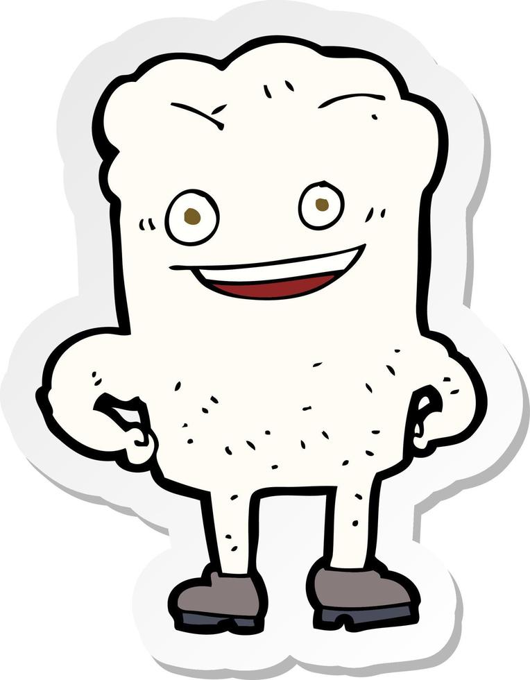 sticker of a cartoon tooth looking smug vector